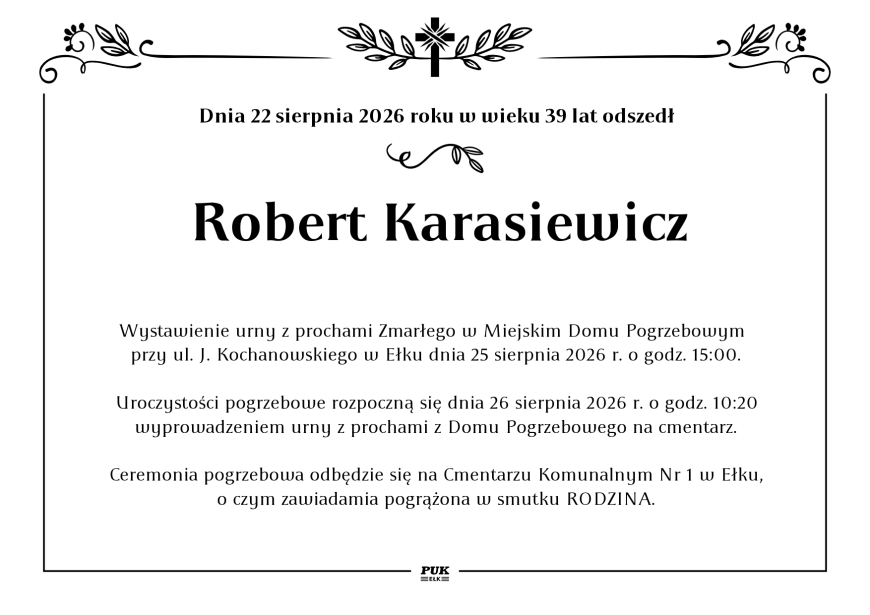 Robert Karasiewicz - nekrolog